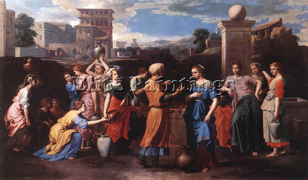 NICOLAS POUSSIN  REBECCA AT THE WELL ARTIST PAINTING REPRODUCTION HANDMADE OIL
