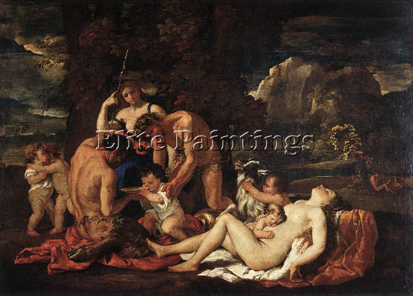 NICOLAS POUSSIN  THE NURTURE OF BACCHUS ARTIST PAINTING REPRODUCTION HANDMADE