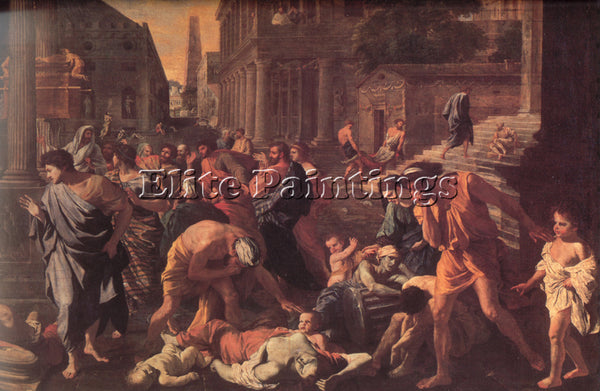 NICOLAS POUSSIN  THE PLAGUE OF ASHDOD ARTIST PAINTING REPRODUCTION HANDMADE OIL