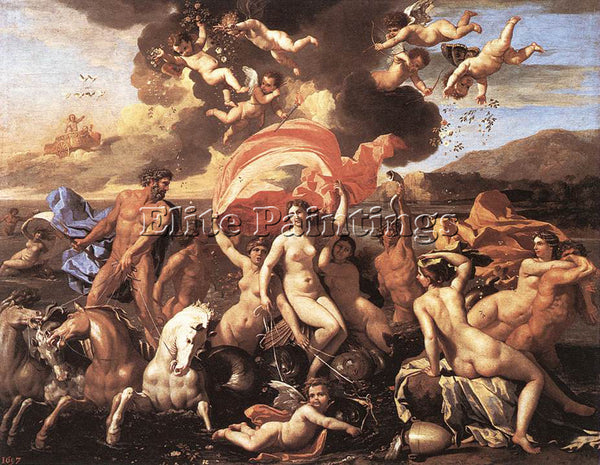 NICOLAS POUSSIN  THE TRIUMPH OF NEPTUNE ARTIST PAINTING REPRODUCTION HANDMADE