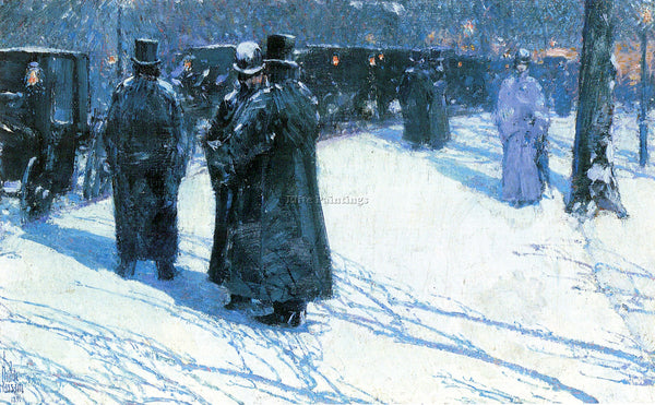 HASSAM NIGHTTIME MADISON SQUARE ARTIST PAINTING REPRODUCTION HANDMADE OIL CANVAS