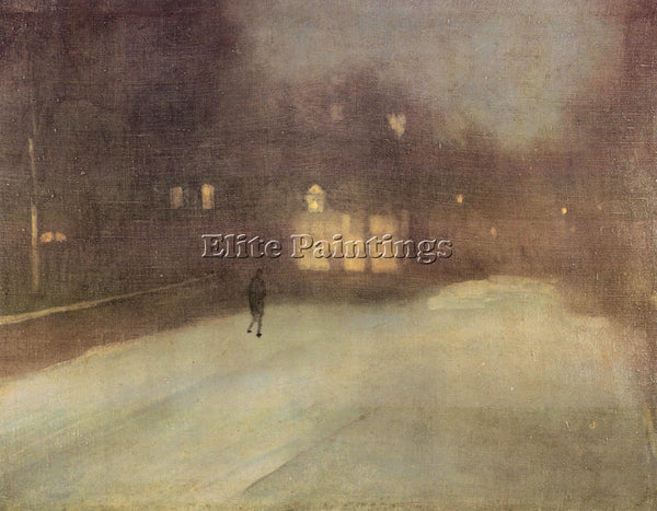 JAMES ABBOT MCNEILL NOCTURNE IN GRAY AND GOLD SNOW IN CHELSEA WHISTLER PAINTING