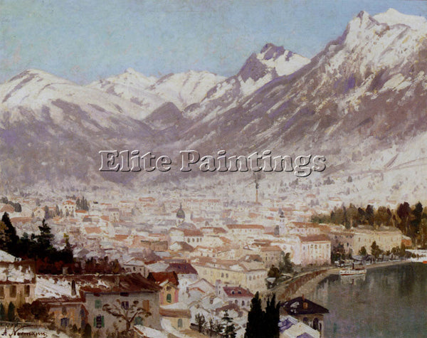 ADELSTEEN NORMANN A VIEW OF COMO ARTIST PAINTING REPRODUCTION HANDMADE OIL REPRO