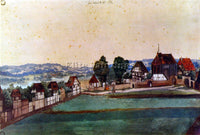 DURER NUREMBERG SUBURB WITH A CHURCH AND CEMETERY FROM NORTH ARTIST PAINTING OIL