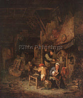 ADRIAEN VAN OSTADE INTERIOR WITH A PEASANT FAMILY ARTIST PAINTING REPRODUCTION