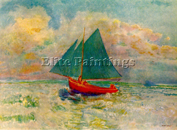 ODILON REDON RED BOAT ARTIST PAINTING REPRODUCTION HANDMADE OIL CANVAS REPRO ART