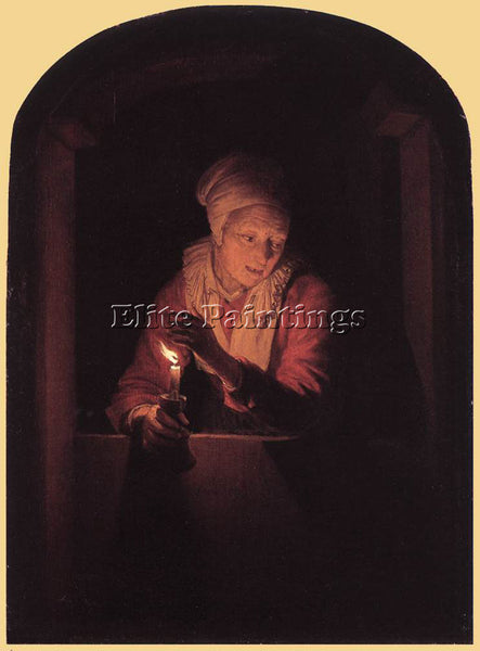 GERRIT DOU OLD WOMAN WITH A CANDLE ARTIST PAINTING REPRODUCTION HANDMADE OIL ART
