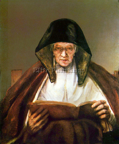REMBRANDT OLD WOMAN READING ARTIST PAINTING REPRODUCTION HANDMADE OIL CANVAS ART