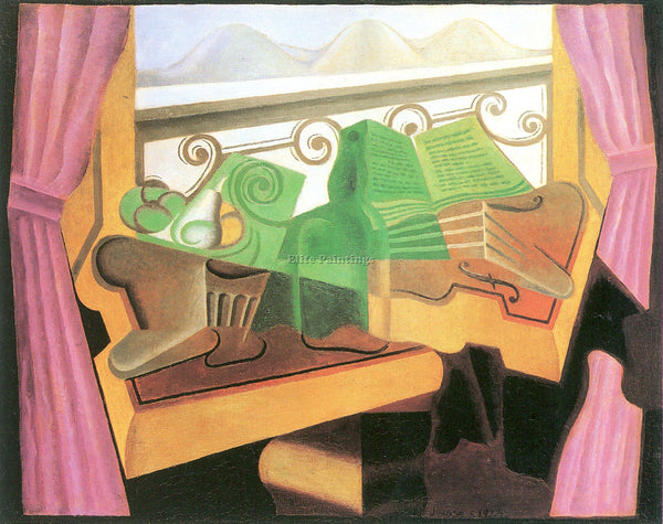 JUAN GRIS OPEN WINDOWS WITH HILLS ARTIST PAINTING REPRODUCTION HANDMADE OIL DECO