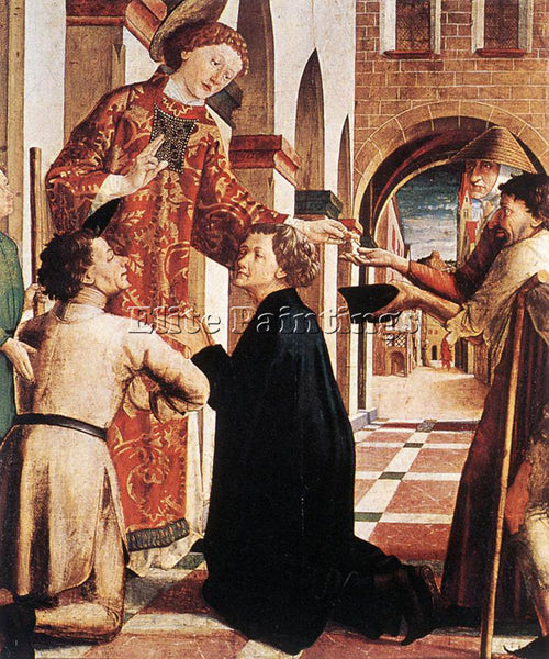 MICHAEL PACHER ST LAWRENCE DISTRIBUTING THE ALMS ARTIST PAINTING HANDMADE CANVAS