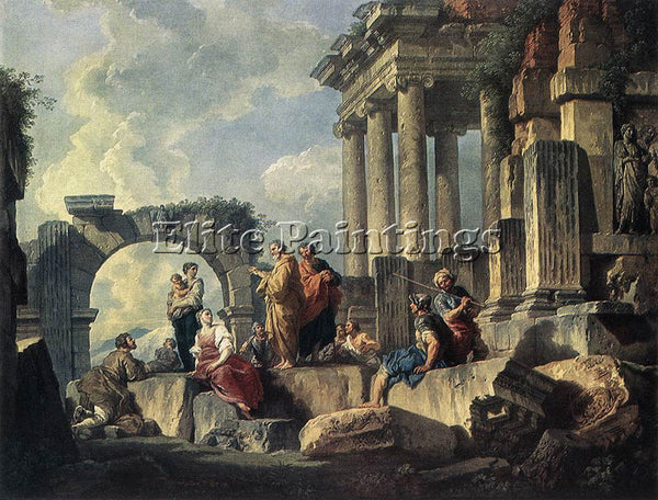 GIOVANNI PAOLO PANNINI APOSTLE PAUL PREACHING ON THE RUINS ARTIST PAINTING REPRO