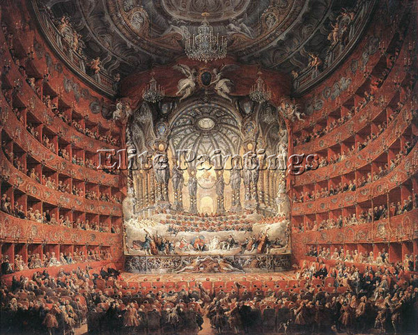 GIOVANNI PAOLO PANNINI MUSICAL FETE ARTIST PAINTING REPRODUCTION HANDMADE OIL