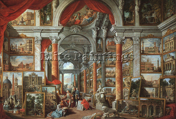 GIOVANNI PAOLO PANNINI PICTURE GALLERY WITH VIEWS OF MODERN ROME ARTIST PAINTING