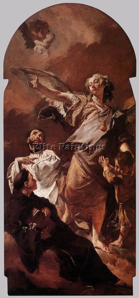PIAZZETTA THE GUARDIAN ANGEL WITH STS ANTHONY PADAU AND GAETANO THIENE PAINTING