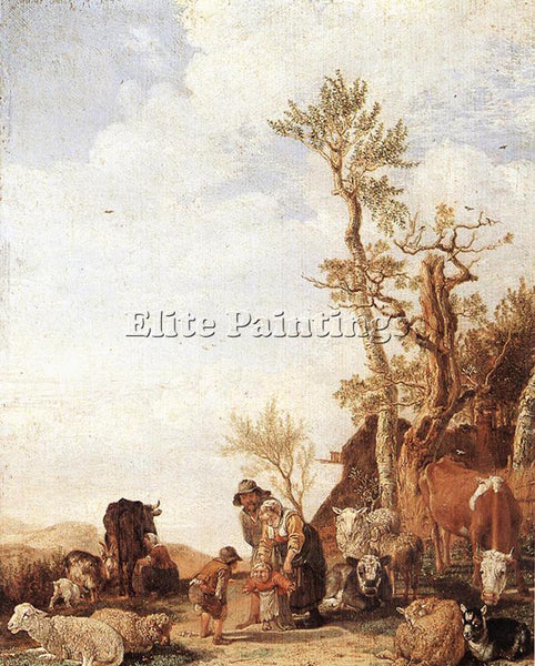 PAULUS POTTER PEASANT FAMILY WITH ANIMALS ARTIST PAINTING REPRODUCTION HANDMADE