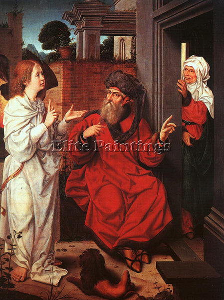 JAN PROVOST ABRAHAM SARAH AND THE ANGEL ARTIST PAINTING REPRODUCTION HANDMADE