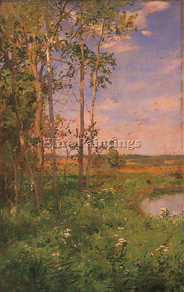 WALTER LAUNT PALMER AT THE EDGE OF THE POND ARTIST PAINTING HANDMADE OIL CANVAS