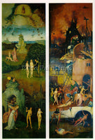 HIERONYMUS BOSCH PARADISE AND HELL LEFT AND RIGHT PANELS OF A TRIPTYCH PAINTING