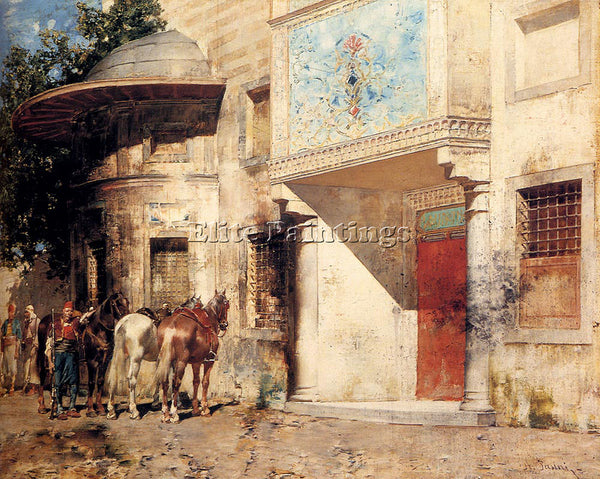ALBERTO PASINI OUTSIDE THE MOSQUE ARTIST PAINTING REPRODUCTION HANDMADE OIL DECO