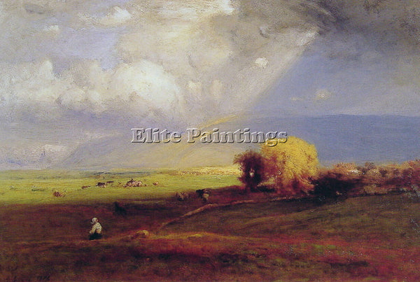 GEORGE INNESS PASSING CLOUDS PASSING SHOWER ARTIST PAINTING HANDMADE OIL CANVAS