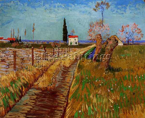 VAN GOGH PATH THROUGH A FIELD WITH WILLOWS ARTIST PAINTING REPRODUCTION HANDMADE