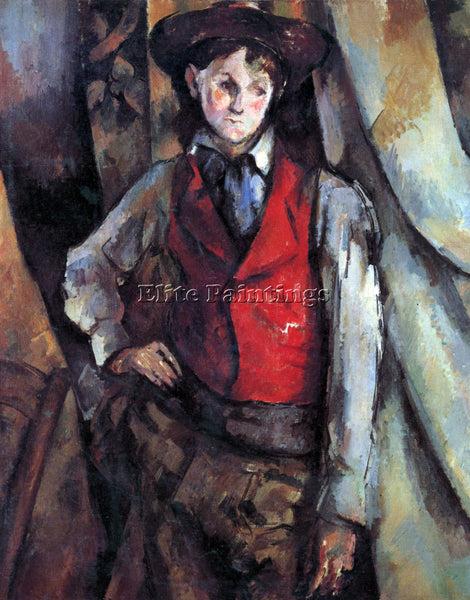 CEZANNE BOY IN RED WAISTCOAT ARTIST PAINTING REPRODUCTION HANDMADE CANVAS REPRO