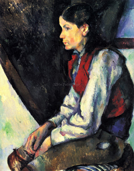 CEZANNE BOY WITH RED VEST ARTIST PAINTING REPRODUCTION HANDMADE OIL CANVAS REPRO