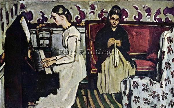 CEZANNE GIRL AT PIANO ARTIST PAINTING REPRODUCTION HANDMADE OIL CANVAS REPRO ART