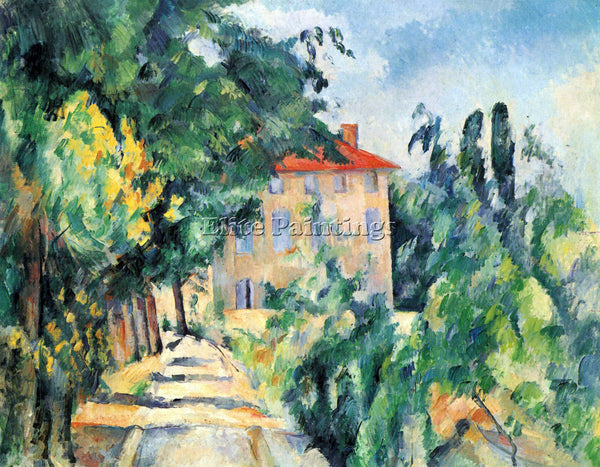 CEZANNE HOUSE WITH RED ROOF ARTIST PAINTING REPRODUCTION HANDMADE OIL CANVAS ART