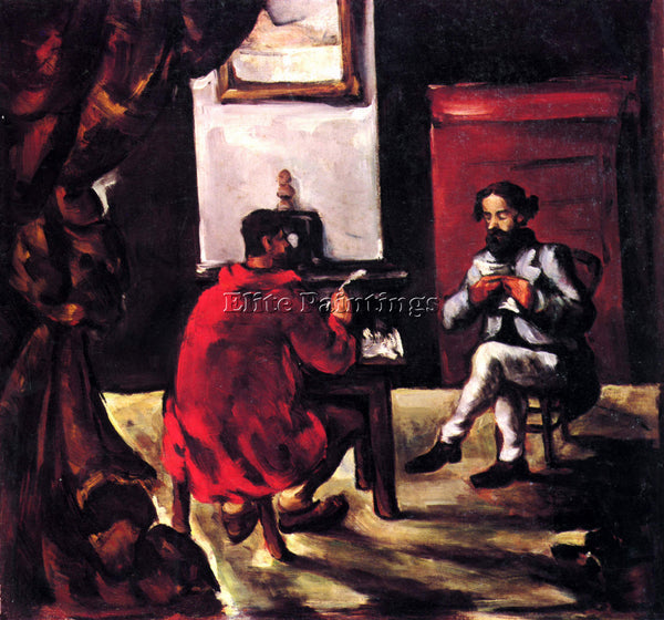 CEZANNE PAUL ALEXIS READS BEFORE ZOLA 3 ARTIST PAINTING REPRODUCTION HANDMADE
