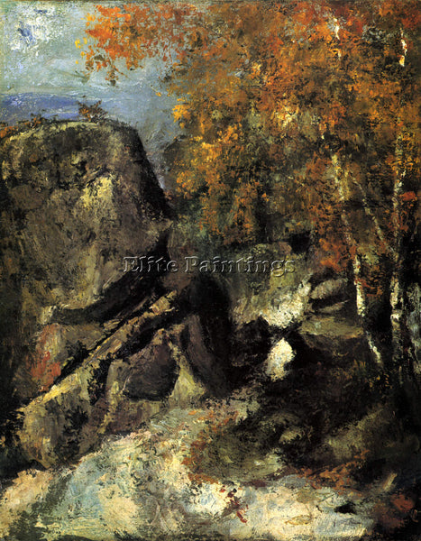 CEZANNE ROCKS IN FOUNTANBLEU FOREST ARTIST PAINTING REPRODUCTION HANDMADE OIL