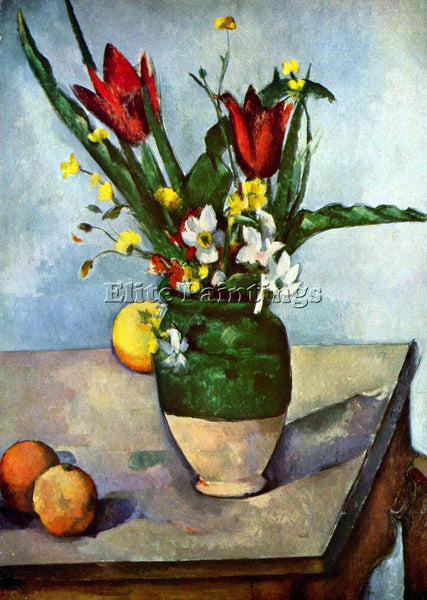 CEZANNE STILL LIFE TULIPS AND APPLES ARTIST PAINTING REPRODUCTION HANDMADE OIL