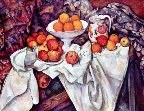 CEZANNE STILL LIFE WITH APPLES AND ORANGES 2 ARTIST PAINTING HANDMADE OIL CANVAS