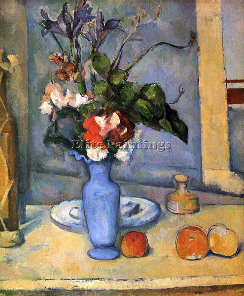CEZANNE STILL LIFE WITH BLUE VASE ARTIST PAINTING REPRODUCTION HANDMADE OIL DECO