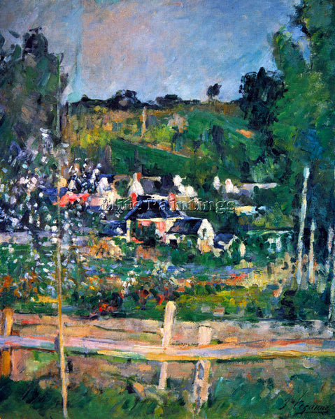 CEZANNE VILLAGE BEHIND THE VIEW OF AUVERS SUR OISE THE FENCE ARTIST PAINTING OIL