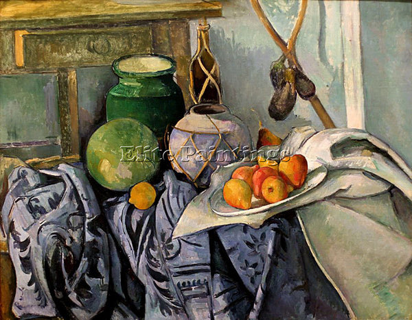 PAUL CEZANNE  STILL LIFE WITH A GINGER JAR AND EGGPLANTS MID ARTIST PAINTING OIL