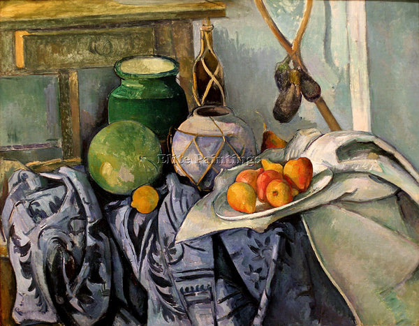 PAUL CEZANNE  STILL LIFE WITH A GINGER JAR AND EGGPLANTS ARTIST PAINTING CANVAS
