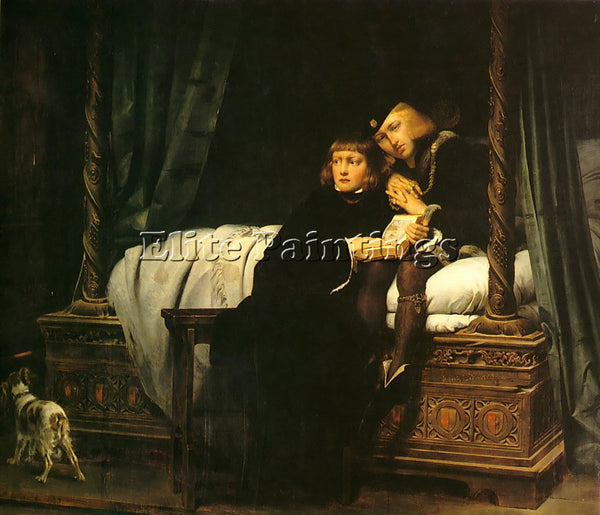 PAUL DELAROCHE THE PRINCES IN THE TOWER 1830 ARTIST PAINTING HANDMADE OIL CANVAS