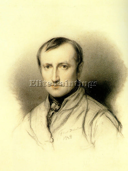 PAUL DELAROCHE SELF PORTRAIT 1838 CHARCOAL ARTIST PAINTING REPRODUCTION HANDMADE