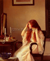 WILLIAM MCGREGOR PAXTON GIRL COMBING HER HAIR ARTIST PAINTING REPRODUCTION OIL