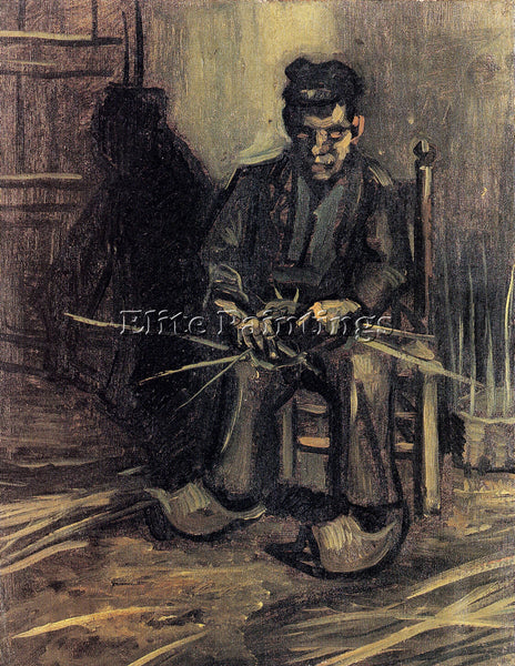 VAN GOGH PEASANT MAKING A BASKET ARTIST PAINTING REPRODUCTION HANDMADE OIL REPRO