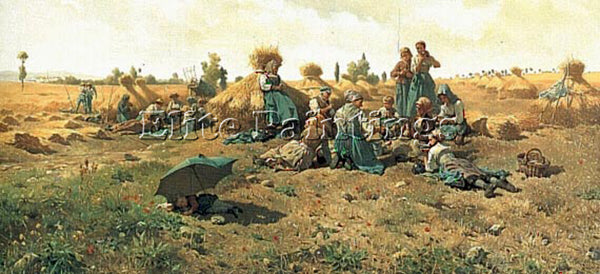 DANIEL RIDGWAY KNIGHT PEASANTS LUNCHING IN A FIELD ARTIST PAINTING REPRODUCTION