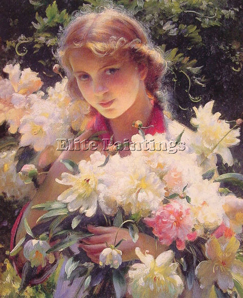 CHARLES COURTNEY CURRAN PEONIES ARTIST PAINTING REPRODUCTION HANDMADE OIL CANVAS