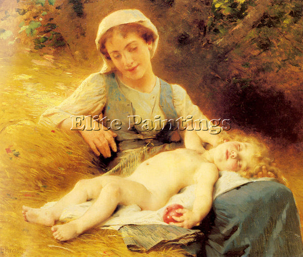 BAZILE PERRAULT LEON JEAN BASILE A MOTHER WITH HER SLEEPING CHILD ARTIST CANVAS