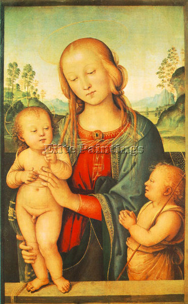 PIETRO PERUGINO MADONNA WITH CHILD AND LITTLE ST JOHN 1505 10 PAINTING HANDMADE