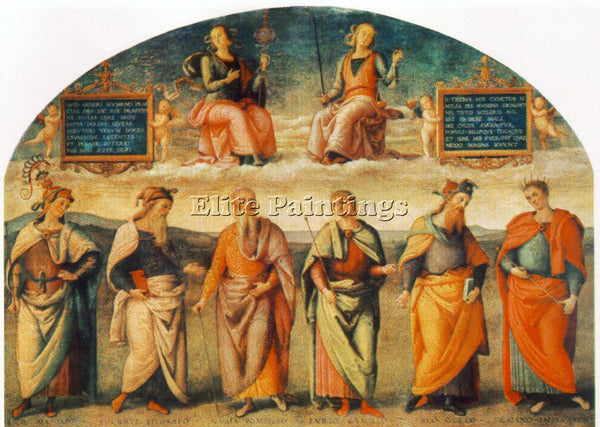 PIETRO PERUGINO PRUDENCE AND JUSTICE WITH SIX ANTIQUE WISEMEN 1497 REPRODUCTION