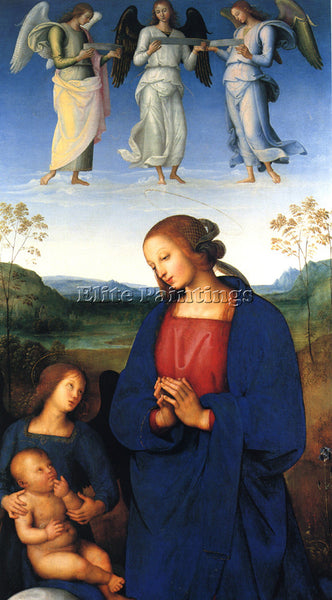 PIETRO PERUGINO THE VIRGIN AND CHILD WITH AN ANGEL ARTIST PAINTING REPRODUCTION