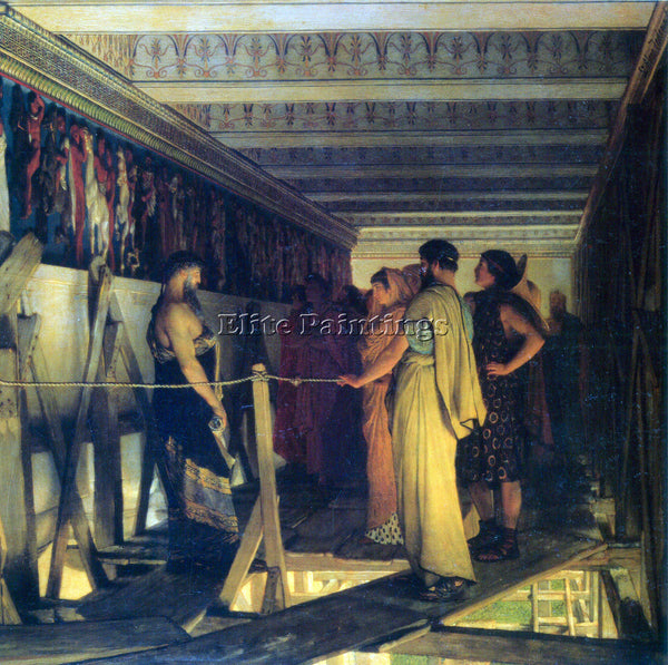 ALMA-TADEMA PHIDIAS SHOWS HIS FRIENDS FROM THE PARTHENON FRIEZE DETAIL PAINTING