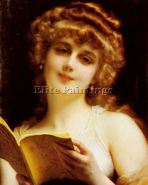 ETIENNE ADOLPHE PIOT A BLONDE BEAUTY HOLDING A BOOK ARTIST PAINTING REPRODUCTION