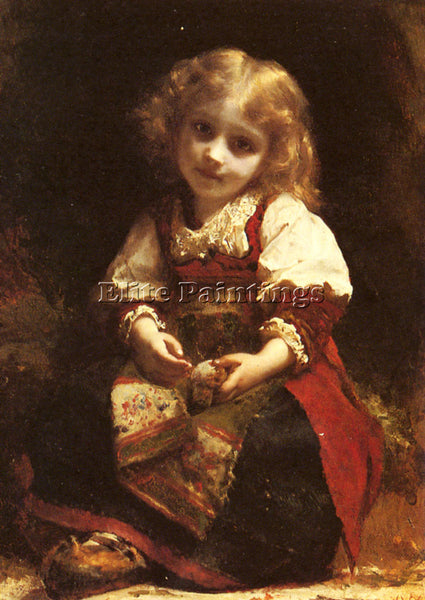 ETIENNE ADOLPHE PIOT A LITTLE GIRL HOLDING A BIRD ARTIST PAINTING REPRODUCTION